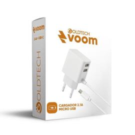 Cargador Goldtech voom 2.1A pared + cable micro usb
