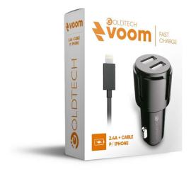 Cargador p/auto Goldtech USB 2.4A + cable Iphone