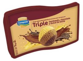 Helado Conaprole sambayón, chocolate y DDL 2lt
