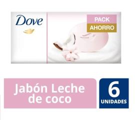 Jabón Dove leche de coco y jazmín x6 90g c/u