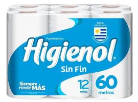 Papel Higiénico Higienol sin fin12 x60mt
