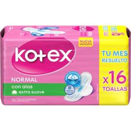 Toalla Fem. Kotex normal c/alas x16